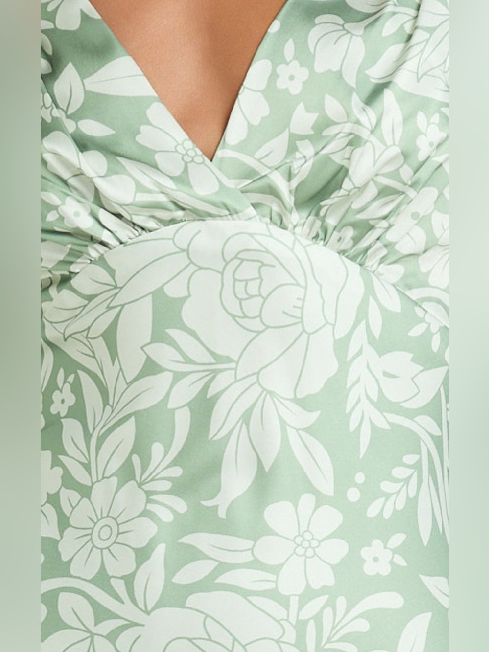 SHOWPO Freollyn Deep V Neck Floral Sheer Sleeve Maxi Dress in Sage Size 10 NWT - Picture 5 of 14